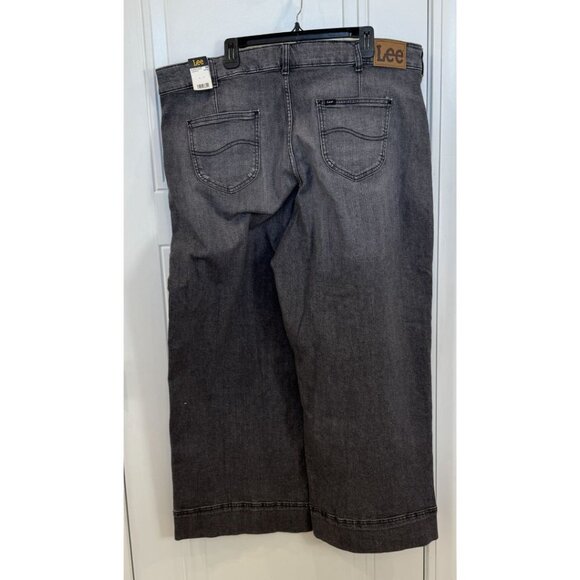 NWT Lee Legendary Plus High-Rise Trouser Jeans 22W Petite Dark Wash Wide Leg - Picture 2 of 10